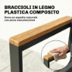 SET 2 SEDIE GIARDINO IMPILABILI CON SEDUTA E SCHIENALE IMBOTTITI, GRIGIO SCURO