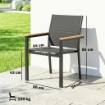 SET 2 SEDIE GIARDINO IMPILABILI CON SEDUTA E SCHIENALE IMBOTTITI, GRIGIO SCURO