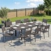 Set Pranzo Estensibile Esterni 9 Pezzi, Tavolo Alluminio, 8 Sedie, Grigio