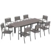 Set Pranzo Estensibile Esterni 9 Pezzi, Tavolo Alluminio, 8 Sedie, Grigio