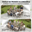 Set Pranzo Estensibile Esterni 9 Pezzi, Tavolo Alluminio, 8 Sedie, Grigio