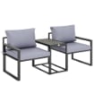 Set da Esterno 3pz con Tavolo da Giardino e 2 Sedie con Seduta in Texteline e Cuscini, Grigio