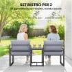 Set da Esterno 3pz con Tavolo da Giardino e 2 Sedie con Seduta in Texteline e Cuscini, Grigio
