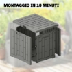 BAULE DA GIARDINO 114L IN RESINA IMPERMEABILE E ANTI UV CON CHIUSURA A CHIAVE, 56X44X54 CM, GRIGIO