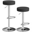 SET 2 SGABELLI DA BAR MODERNI E REGOLABILI, IN PELLE PU, SPUGNA E METALLO, 38.5X38.5X62-84 CM, NERO