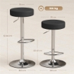 SET 2 SGABELLI DA BAR MODERNI E REGOLABILI, IN PELLE PU, SPUGNA E METALLO, 38.5X38.5X62-84 CM, NERO