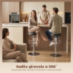 SET 2 SGABELLI DA BAR MODERNI E REGOLABILI, IN PELLE PU, SPUGNA E METALLO, 38.5X38.5X62-84 CM, NERO