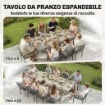 TAVOLO DA GIARDINO ALLUNGABILE PER 8-10 PERSONE, IN ALLUMINIO E ACCIAIO, 154/214X85X73 CM, GRIGIO