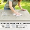 TAVOLO DA GIARDINO ALLUNGABILE PER 8-10 PERSONE, IN ALLUMINIO E ACCIAIO, 154/214X85X73 CM, GRIGIO