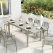 Tavolo da Giardino Allungabile per 8-10 Persone, in Alluminio e Acciaio, 154/214x85x75 cm, Grigio Chiaro