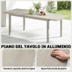 Tavolo da Giardino Allungabile per 8-10 Persone, in Alluminio e Acciaio, 154/214x85x75 cm, Grigio Chiaro