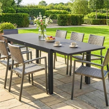 Tavolo da Giardino Tavolo da Pranzo Allungabile 140/240x90 cm Nero