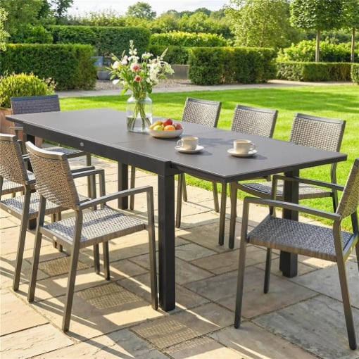 Tavolo da Giardino Tavolo da Pranzo Allungabile 140/240x90 cm Nero