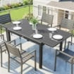 Tavolo da Giardino Allungabile per 6-8 Persone con Piano a Doghe, in Alluminio, 110-170x90x75 cm, Grigio Scuro