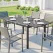 Tavolo da Giardino Allungabile per 6-8 Persone con Piano a Doghe, in Alluminio, 110-170x90x75 cm, Grigio Scuro