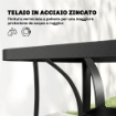 SET DA GIARDINO 5PZ CON 4 SEDIE IMPILABILI E TAVOLO IN VETRO TEMPERATO CON FORO PER OMBRELLONE, GRIGIO CHIARO