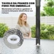 SET DA GIARDINO 5PZ CON 4 SEDIE IMPILABILI E TAVOLO IN VETRO TEMPERATO CON FORO PER OMBRELLONE, GRIGIO CHIARO