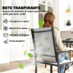 SET DA GIARDINO 5PZ CON 4 SEDIE IMPILABILI E TAVOLO IN VETRO TEMPERATO CON FORO PER OMBRELLONE, GRIGIO CHIARO