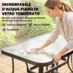 SET DA GIARDINO 5PZ CON 4 SEDIE IMPILABILI E TAVOLO IN VETRO TEMPERATO CON FORO PER OMBRELLONE, GRIGIO CHIARO