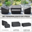 Coperture per Mobili da Giardino 4 Pezzi, Impermeabili, Nero