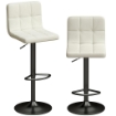 SET 2 SGABELLI DA BAR REGOLABILI CON POGGIAPIEDI, IN PELLE PU E ACCIAIO, 39.5X44X88-110 CM, CREMA