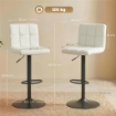 SET 2 SGABELLI DA BAR REGOLABILI CON POGGIAPIEDI, IN PELLE PU E ACCIAIO, 39.5X44X88-110 CM, CREMA