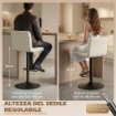 SET 2 SGABELLI DA BAR REGOLABILI CON POGGIAPIEDI, IN PELLE PU E ACCIAIO, 39.5X44X88-110 CM, CREMA
