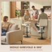 SET 2 SGABELLI DA BAR REGOLABILI CON POGGIAPIEDI, IN PELLE PU E ACCIAIO, 39.5X44X88-110 CM, CREMA