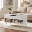 TAVOLINO DA CAFFÞ CON PIANO SOLLEVABILE E SPAZIO NASCOSTO, 75 CM BIANCO PUNZONATO