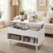 TAVOLINO DA CAFFÞ CON PIANO SOLLEVABILE E SPAZIO NASCOSTO, 75 CM BIANCO PUNZONATO
