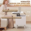 TAVOLINO DA CAFFÞ CON PIANO SOLLEVABILE E SPAZIO NASCOSTO, 75 CM BIANCO PUNZONATO