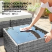 MOBILI DA GIARDINO 6PZ IN RATTAN E ACCIAIO CON DIVANO, TAVOLINO E CUSCINI, GRIGIO
