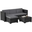 5-PIECE MODULAR WICKER GARDEN SET WITH CUSHIONS, GRAY CORNER SOFA
