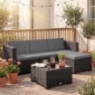 5-PIECE MODULAR WICKER GARDEN SET WITH CUSHIONS, GRAY CORNER SOFA