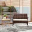 DIVANO DA GIARDINO 2 POSTI CON CUSCINI E TAPPETINI ANTISCIVOLO, IN RATTAN E ACCIAIO, 115X63X85 CM, BEIGE