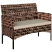 DIVANO DA GIARDINO 2 POSTI CON CUSCINI E TAPPETINI ANTISCIVOLO, IN RATTAN E ACCIAIO, 115X63X85 CM, BEIGE
