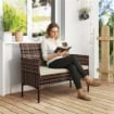 DIVANO DA GIARDINO 2 POSTI CON CUSCINI E TAPPETINI ANTISCIVOLO, IN RATTAN E ACCIAIO, 115X63X85 CM, BEIGE