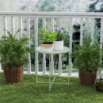 Tavolino da Giardino con Vassoio Rimovibile e Gambe Pieghevoli in Acciaio, Ï46x50 cm, Verde