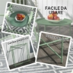 Tavolino da Giardino con Vassoio Rimovibile e Gambe Pieghevoli in Acciaio, Ï46x50 cm, Verde