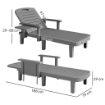 SET 2 SDRAIO DA GIARDINO REGOLABILI CON TAVOLINO E BRACCIOLI, IN POLIPROPILENE, 79X158X88 CM, GRIGIO SCURO