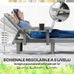 SET 2 SDRAIO DA GIARDINO REGOLABILI CON TAVOLINO E BRACCIOLI, IN POLIPROPILENE, 79X158X88 CM, GRIGIO SCURO