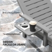 SET 2 SDRAIO DA GIARDINO REGOLABILI CON TAVOLINO E BRACCIOLI, IN POLIPROPILENE, 79X158X88 CM, GRIGIO SCURO