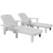 SET 2 SDRAIO DA GIARDINO REGOLABILI CON TAVOLINO E BRACCIOLI, IN POLIPROPILENE, 79X158X88 CM, BIANCO