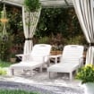 SET 2 SDRAIO DA GIARDINO REGOLABILI CON TAVOLINO E BRACCIOLI, IN POLIPROPILENE, 79X158X88 CM, BIANCO
