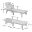 SET 2 SDRAIO DA GIARDINO REGOLABILI CON TAVOLINO E BRACCIOLI, IN POLIPROPILENE, 79X158X88 CM, BIANCO