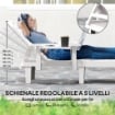 SET 2 SDRAIO DA GIARDINO REGOLABILI CON TAVOLINO E BRACCIOLI, IN POLIPROPILENE, 79X158X88 CM, BIANCO