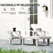 SET 2 SDRAIO DA GIARDINO REGOLABILI CON TAVOLINO E BRACCIOLI, IN POLIPROPILENE, 79X158X88 CM, BIANCO