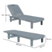 SET 2 LETTINI PRENDISOLE CON SCHIENALE REGOLABILE E VASSOI, IN POLIPROPILENE, 62X158X88 CM, GRIGIO SCURO