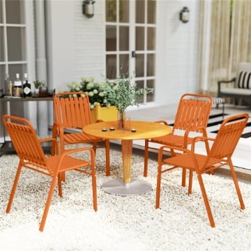 SET 4 SEDIE DA GIARDINO SEDIE DA ESTERNO IMPILABILI 56X66X91 CM ARANCIONE