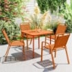 SET 4 SEDIE DA GIARDINO SEDIE DA ESTERNO IMPILABILI 56X66X91 CM ARANCIONE